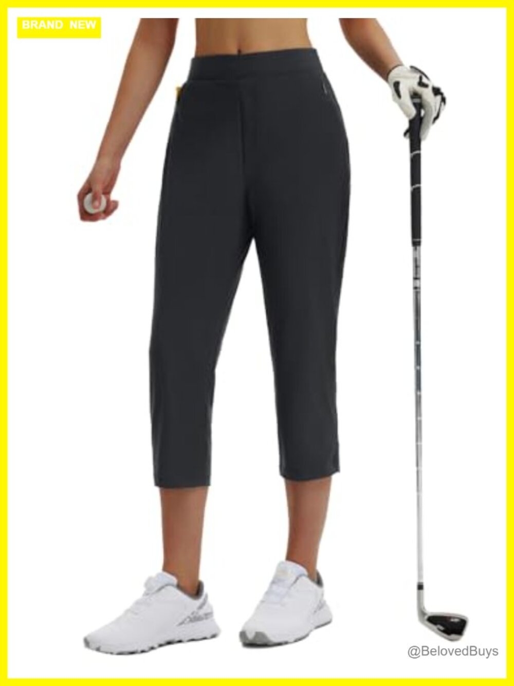 Baleaf Women's Golf Capris High Rise Drawstring 20" Inseam Pockets Outdoor